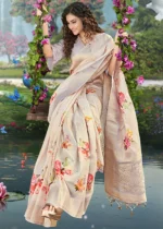 Mauve Linen Silk Saree