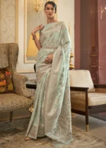 Mint Green Cotton Silk Saree