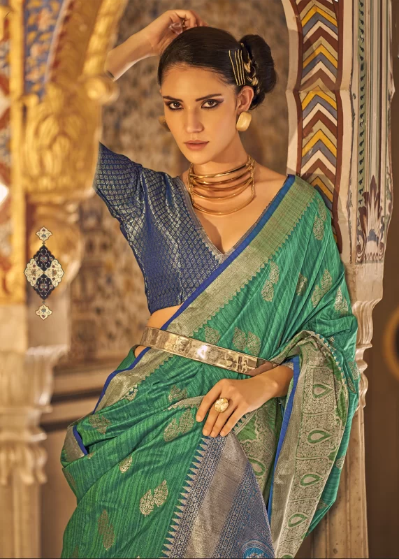 Natural Green Banarasi Saree