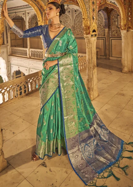 Natural Green Banarasi Saree