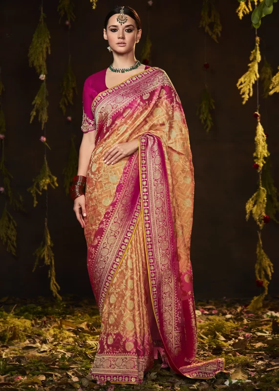 Orange Banarasi Saree