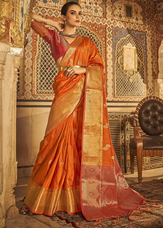 Orange Banarasi Saree