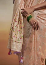 Peach Dola Silk Banarasi Saree