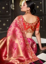 Pink Satin Silk Banarasi Saree