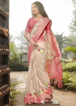 Powder Pink Linen Silk Saree