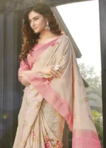 Rose Pink Linen Silk Saree