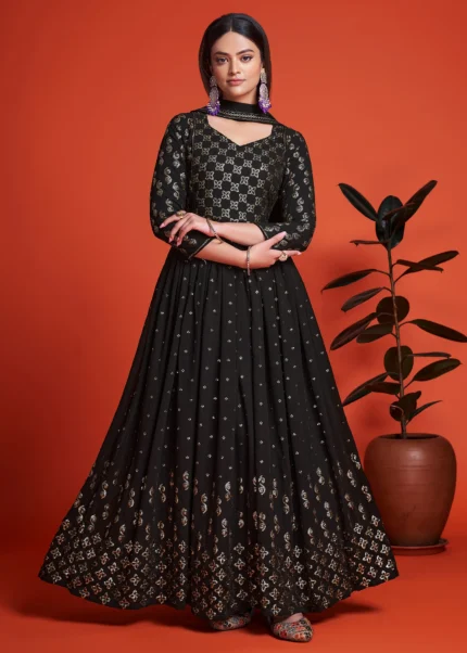 Black Georgette Anarkali Gown