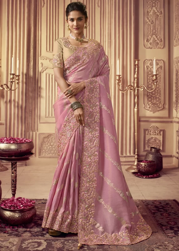 Blush Pink Banarasi Saree