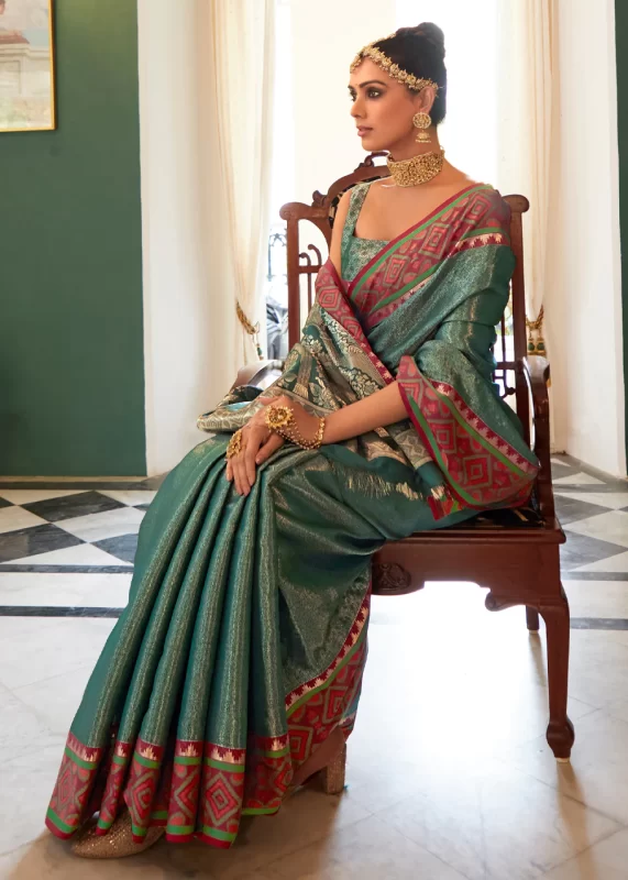 Bottle Green Kanjivaram Silk Saree