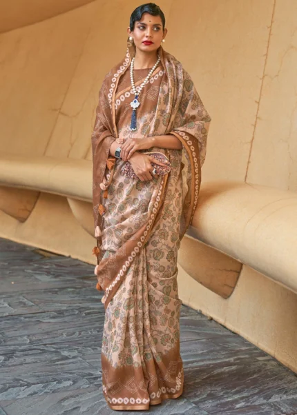 Brown Cotton Saree