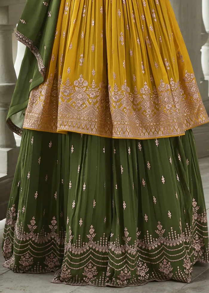 Canary Yellow Anarkali Lehenga Suit