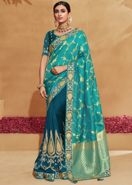 Dual Shade Blue Banarasi Saree