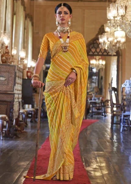 Festive Yellow Georgette Silk Saree