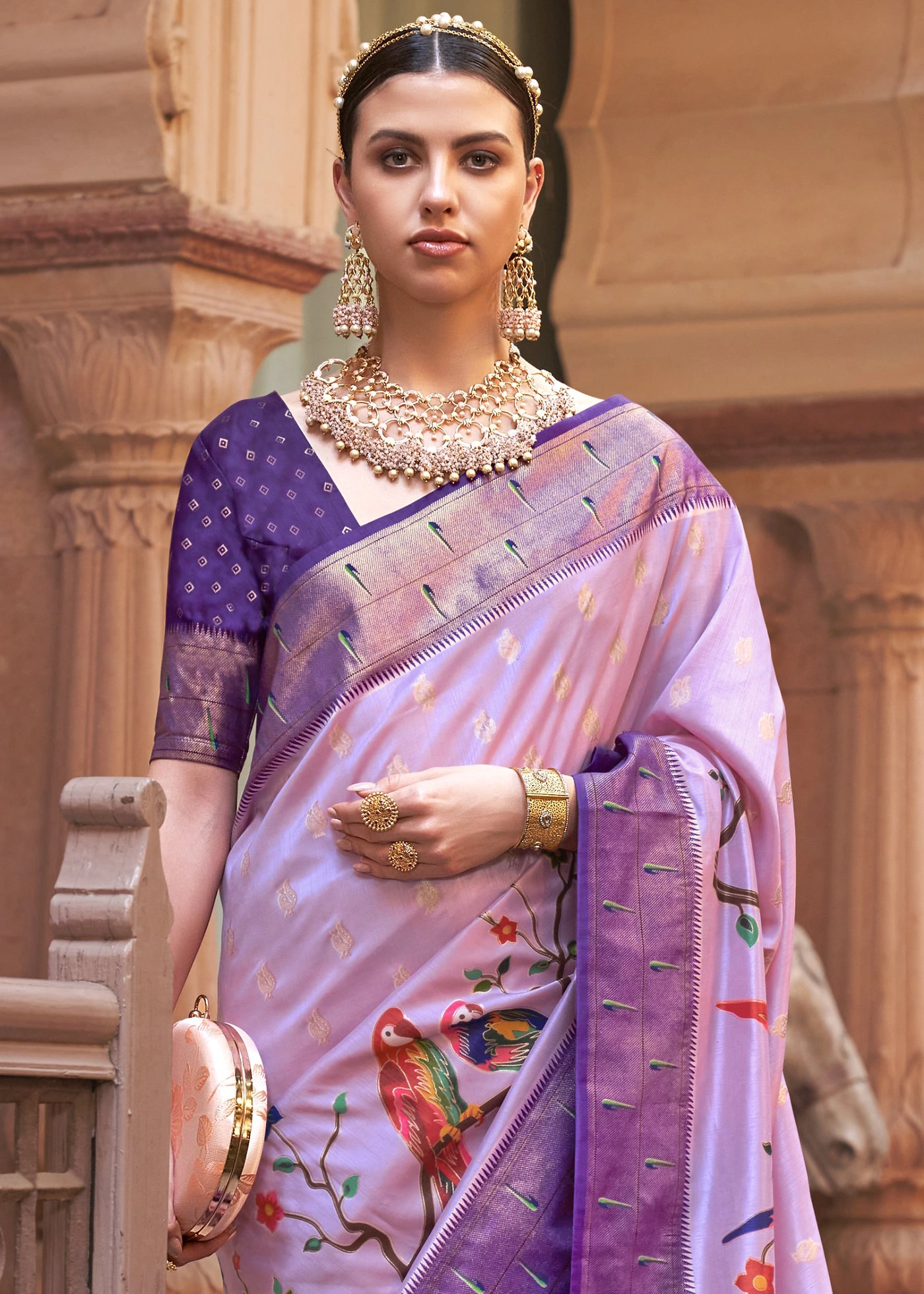 Buy online Purple Colored Paithani Saree With Blouse from ethnic wear for  Women by Ms Retail for ₹2390 at 72% off | 2024 Limeroad.com