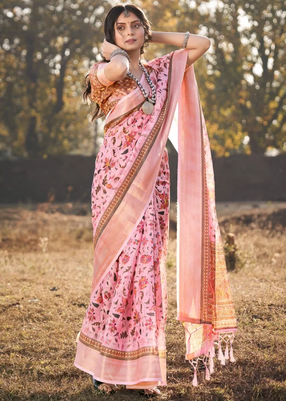 Pastel Pink Cotton Saree