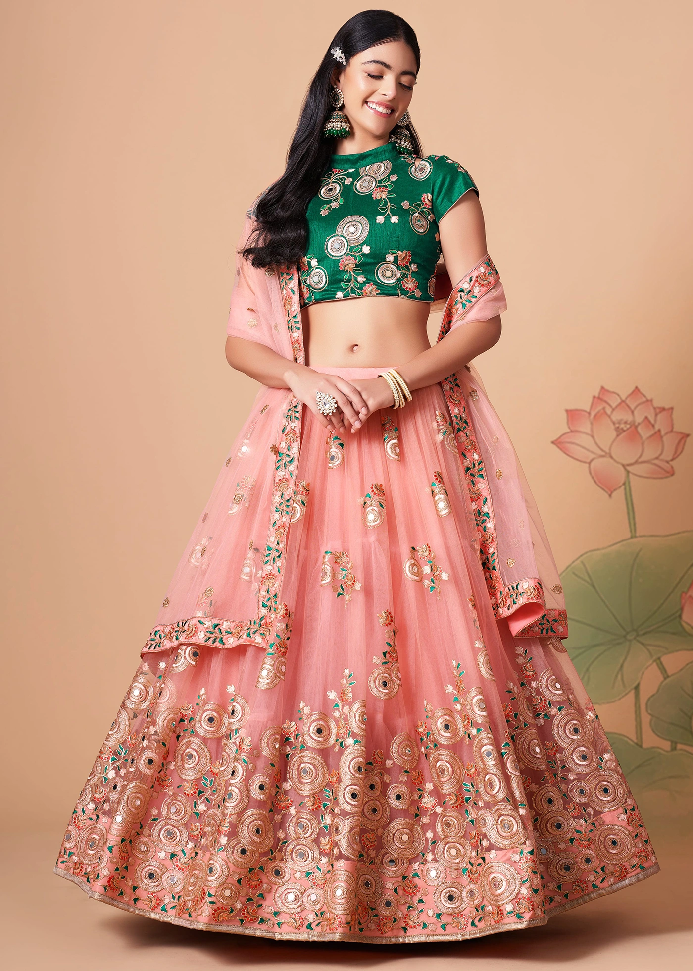 Peach 2024 lehenga choli