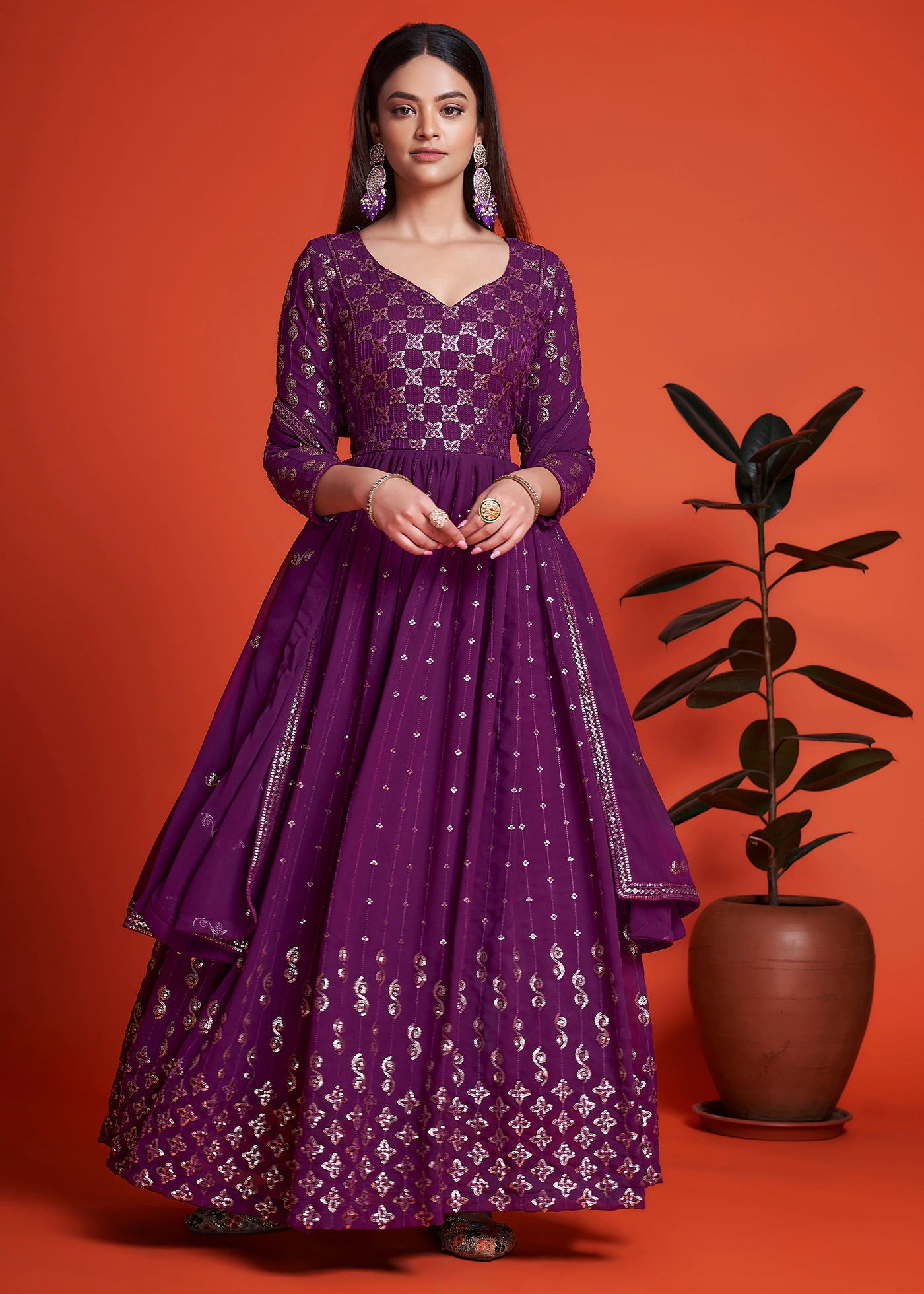 Purple on sale anarkali dress