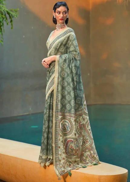 Sage Green Cotton Saree