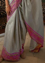 Silver Gray Kanjivaram Silk Saree