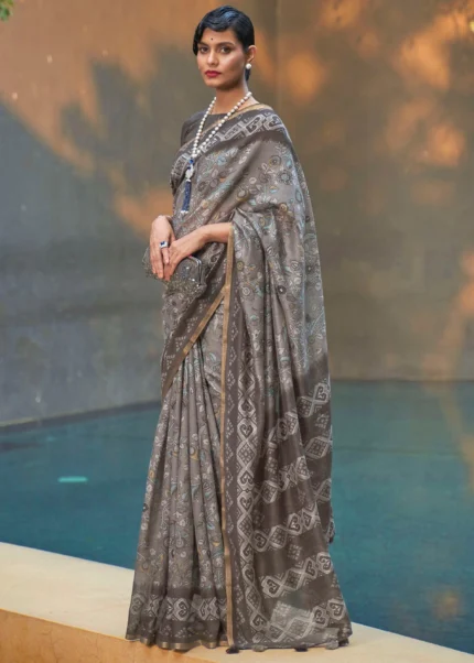 Taupe Cotton Saree