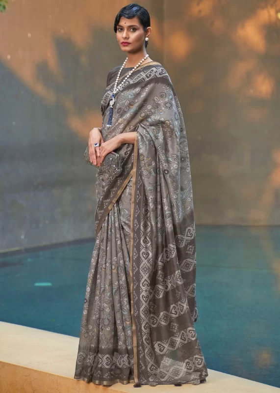 Taupe Cotton Saree