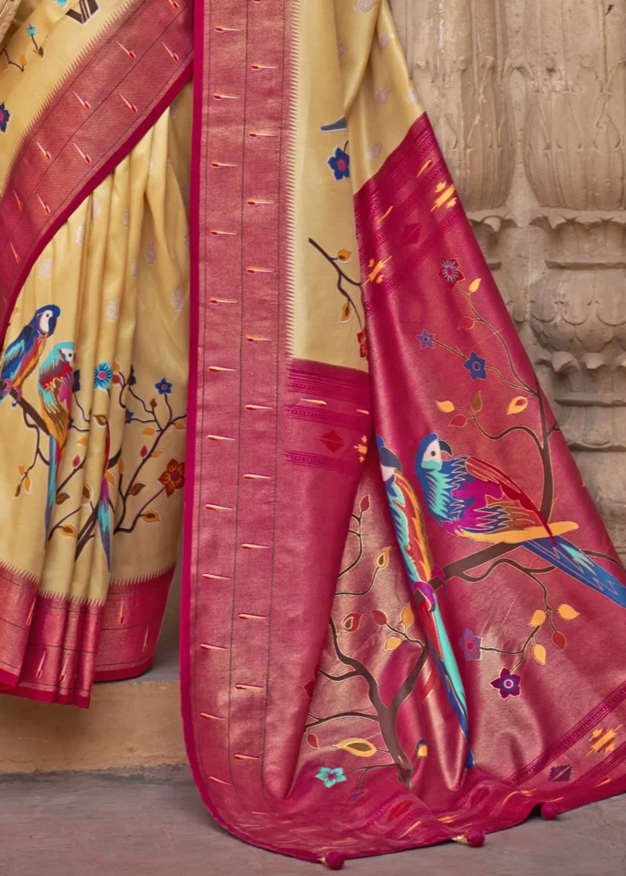 Yellow Paithani Silk Saree