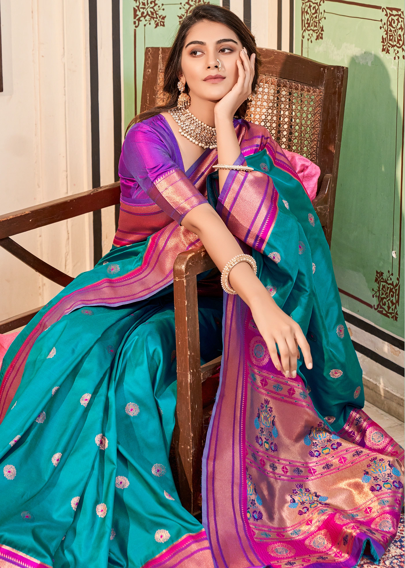 Buy Violet Paithani Saree online-Karagiri