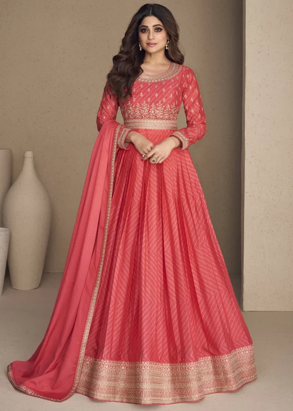 Coral Peach Anarkali Gown