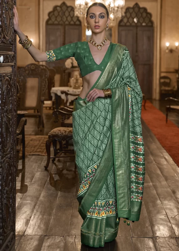 Forest Green Patola Silk Saree