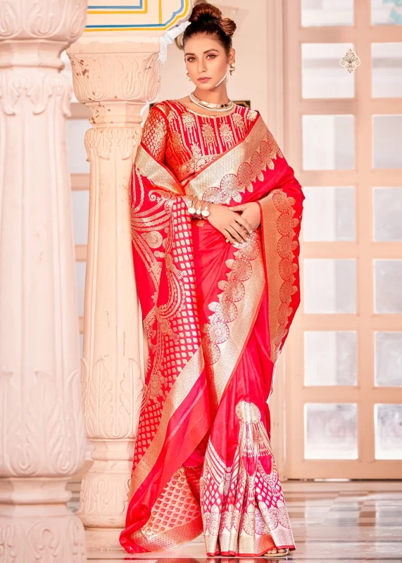 Hot Pink Banarasi Saree