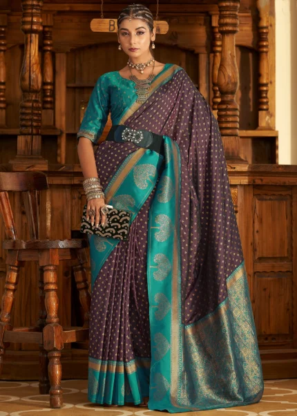 Purple Art Silk Saree In Digital Print 5561SR04