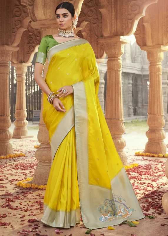 Lemon Yellow Paithani Saree