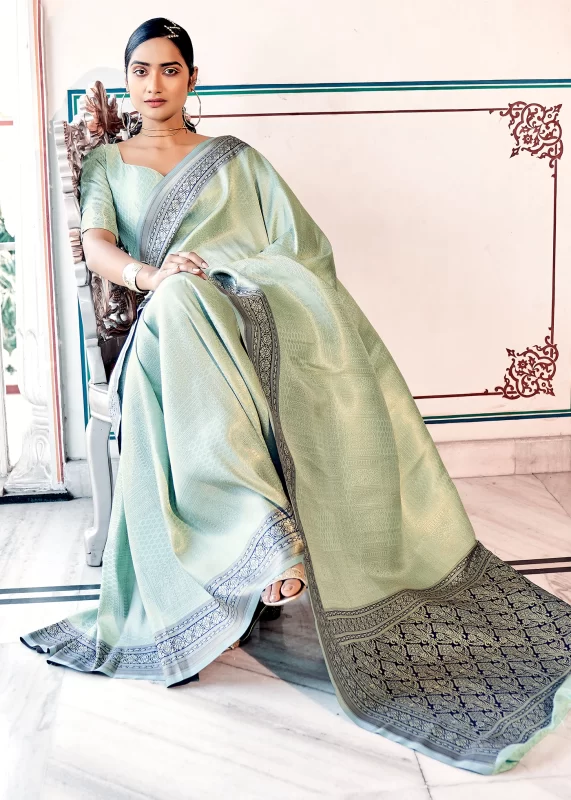 Mint Green Kanjivaram Saree