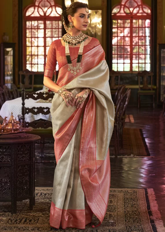 Off White Kanjivaram Saree