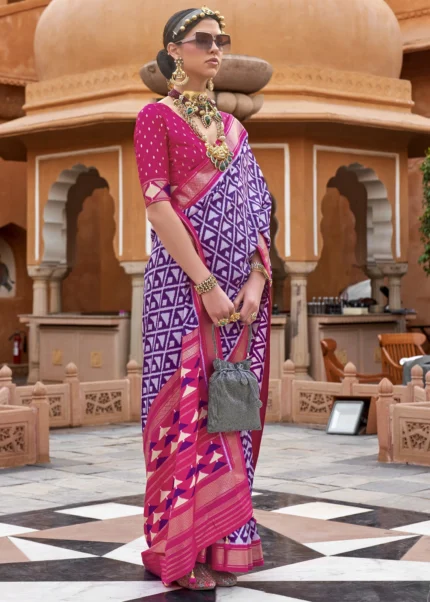 Pink & Purple Patola Saree