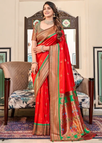 Paithani Sarees - Buy Paithani Silk Sarees, Kathpadar Sarees | Nalli