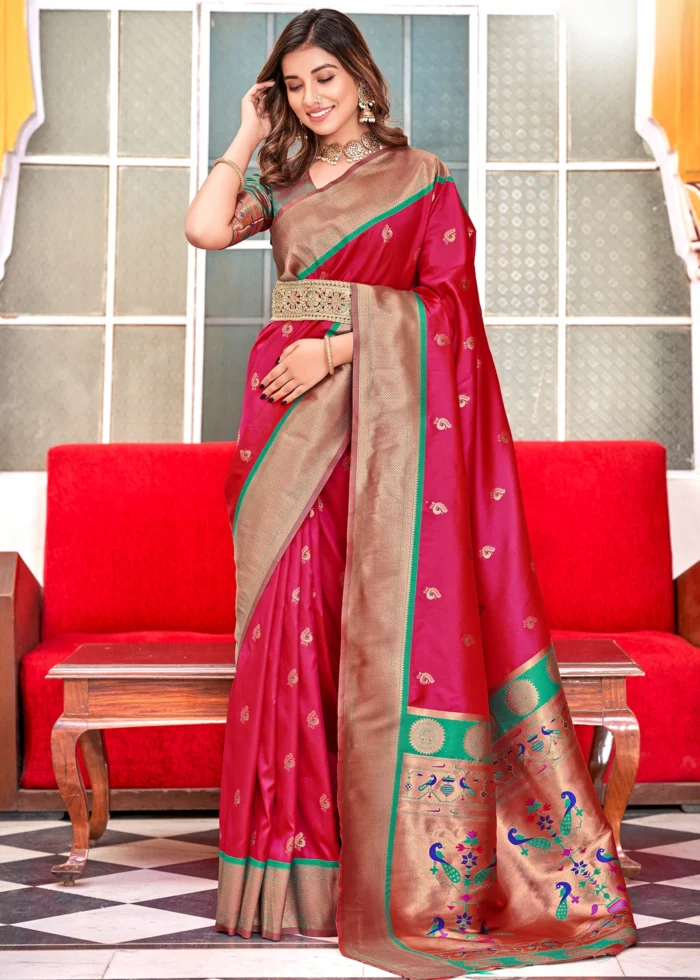 Taffy Pink Paithani Silk Saree