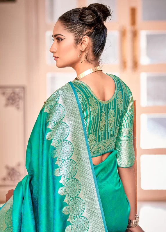 Teal Green Banarasi Saree