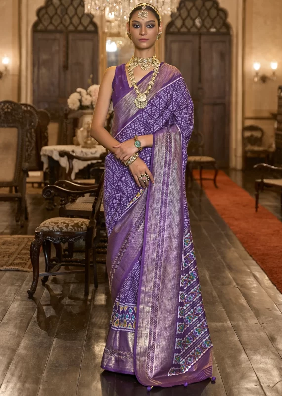 Twilight Purple Patola Silk Saree