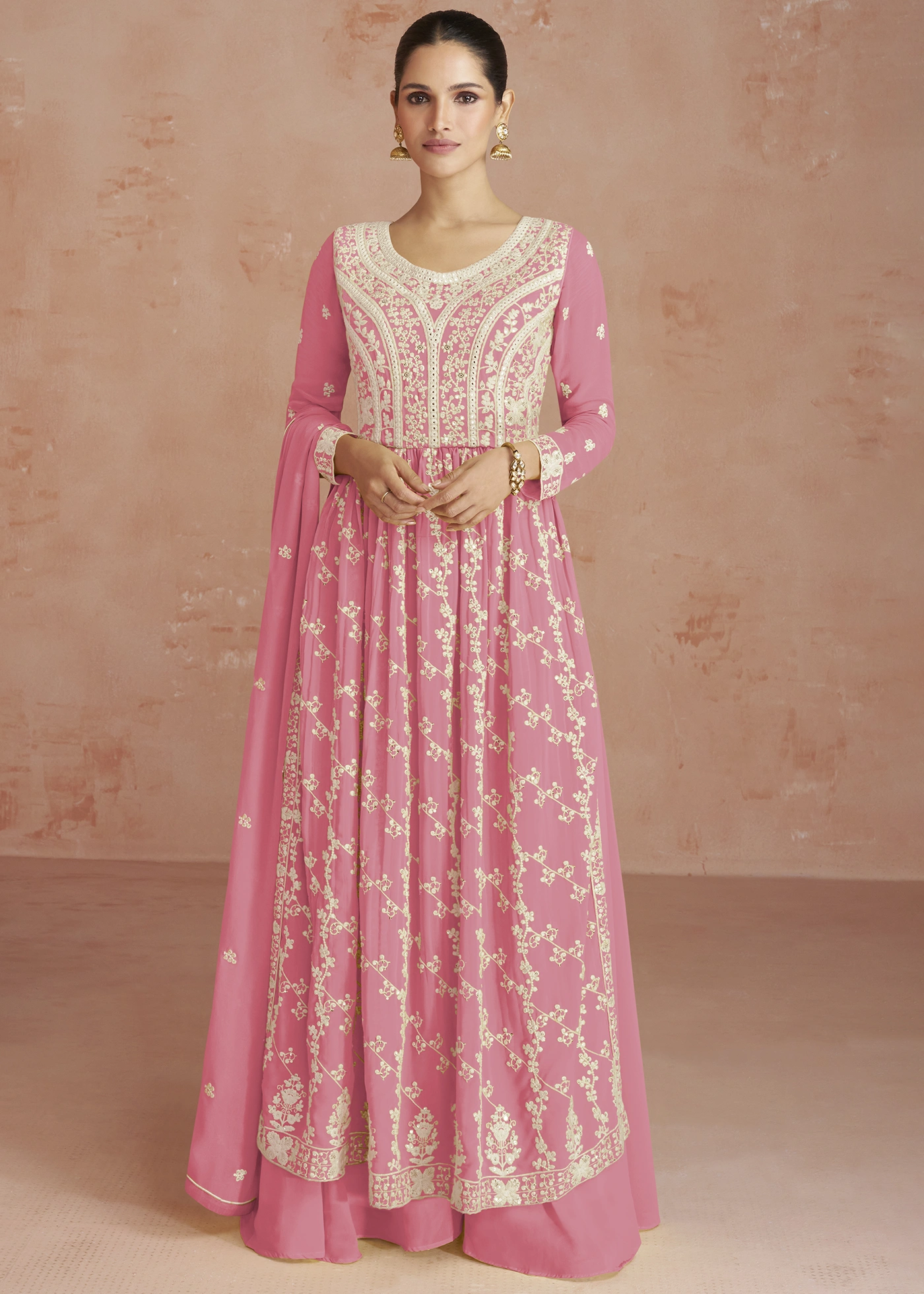 Jessy - Watermelon Pink Anarkali Suit – Fatiz