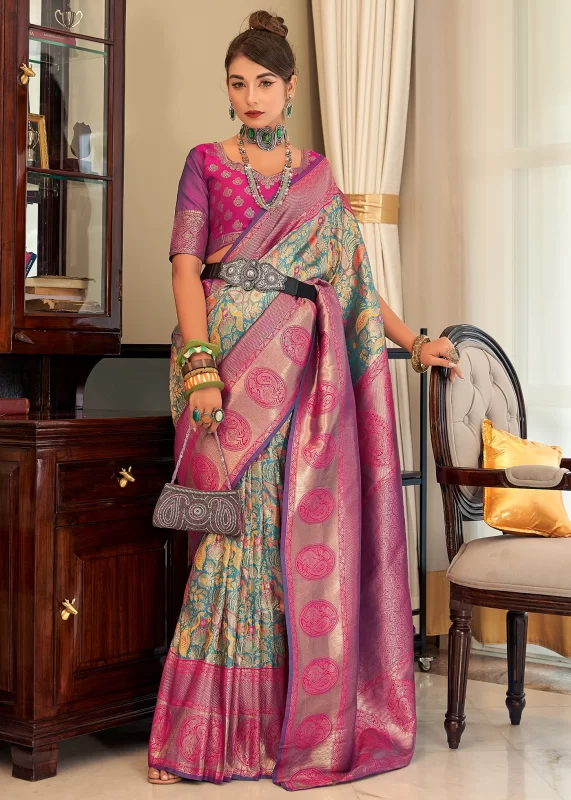 Blue & Magenta Kanjivaram Saree