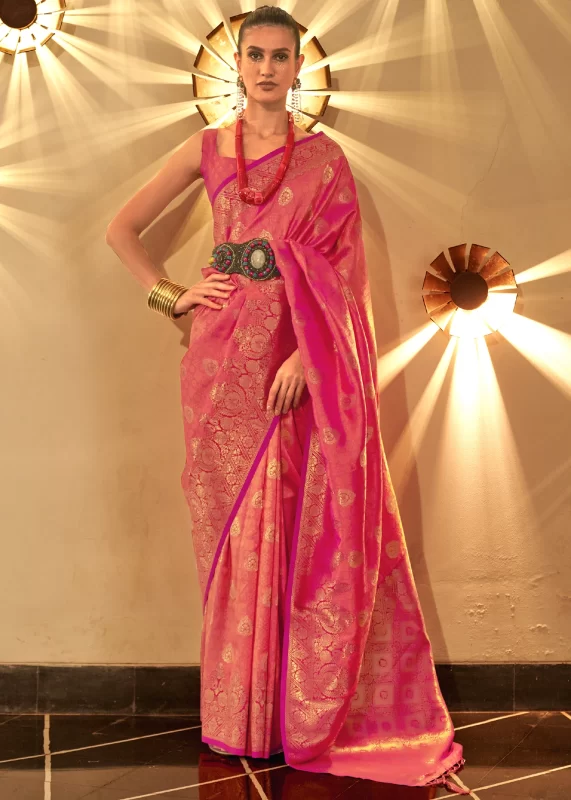 Coral Peach Banarasi Saree