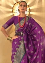 Grape Purple Banarasi Saree