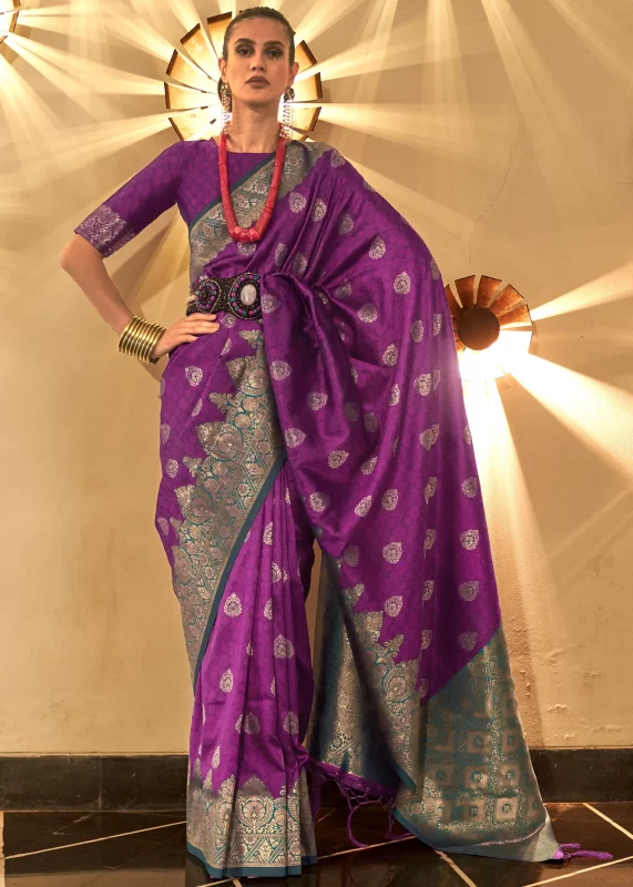 Grape Purple Banarasi Saree