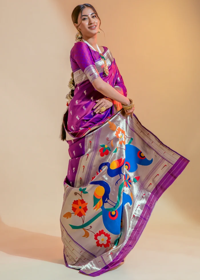 Grape Purple Paithani Silk Saree