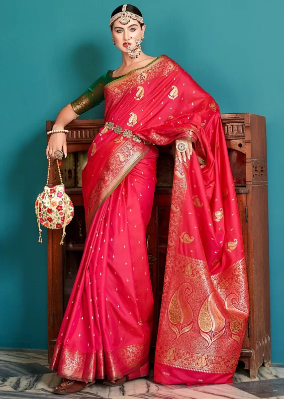 Hot Pink Banarasi Saree