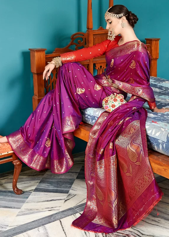 Jamun Purple Banarasi Saree