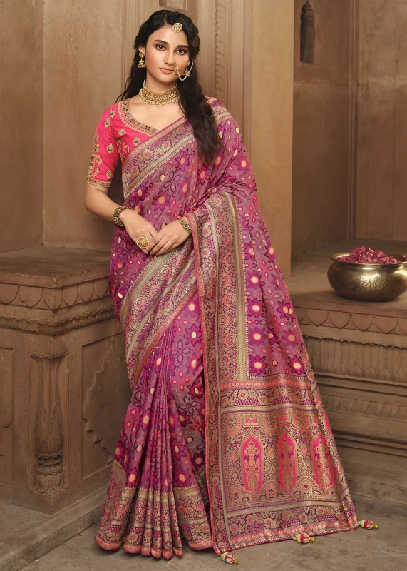 Mauve Purple Banarasi Saree