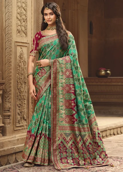 Mint Turquoise Banarasi Saree