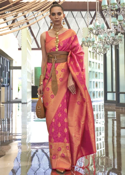 Paradise Pink Banarasi Saree